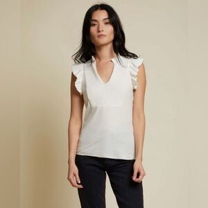 Nation LTD White Ruffle Sleeve Blouse